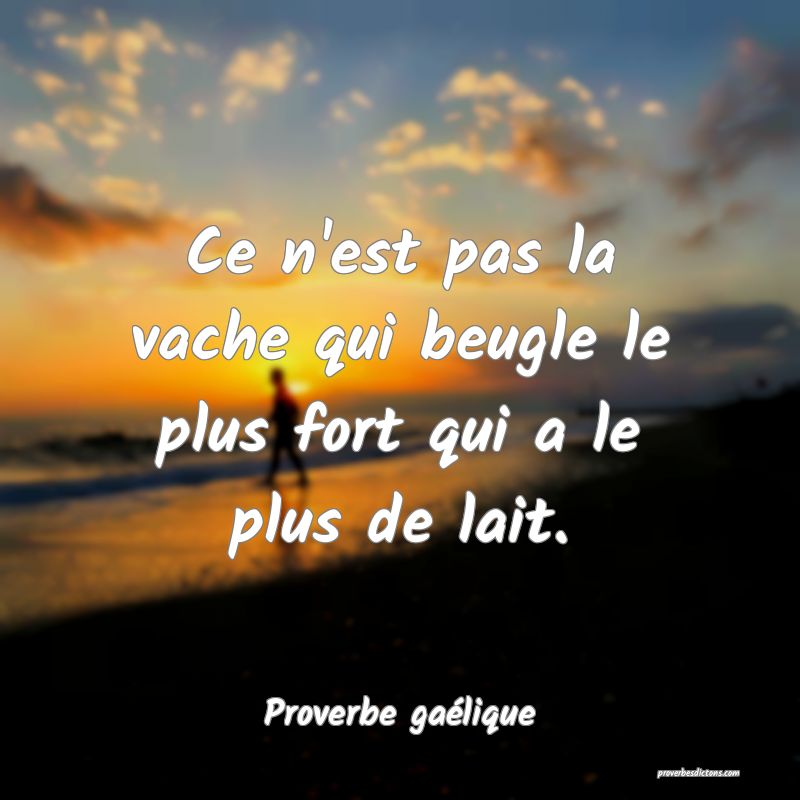 Ce n'est pas la vache qui beugle le plus fort qui a le plus de lait.