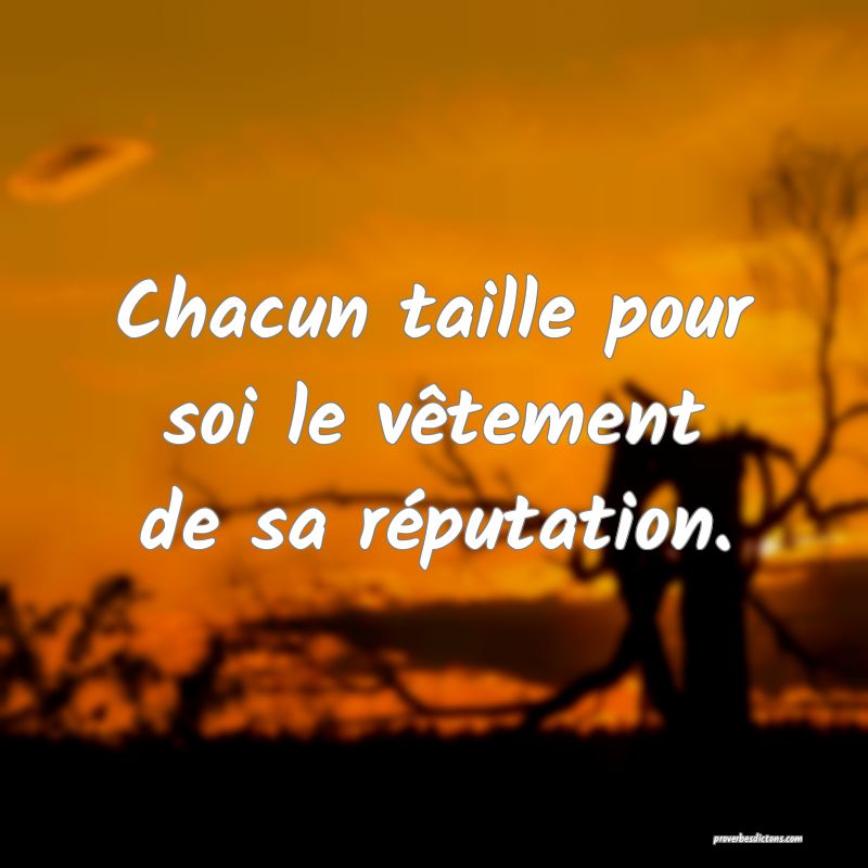 Chacun taille pour soi le vêtement de sa réputation.