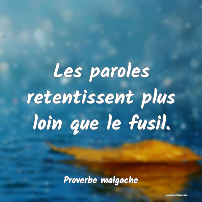Les paroles retentissent plus loin que le fusil.