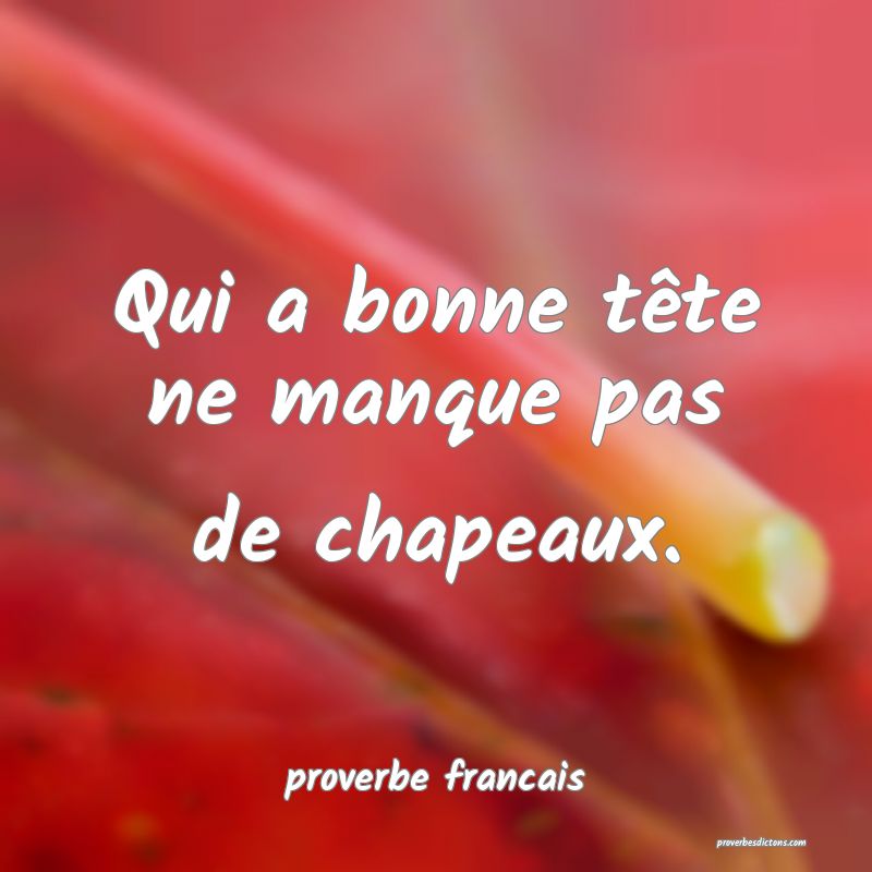 Qui a bonne tête ne manque pas de chapeaux.