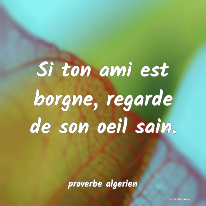  Si ton ami est borgne, regarde de son oeil sain.