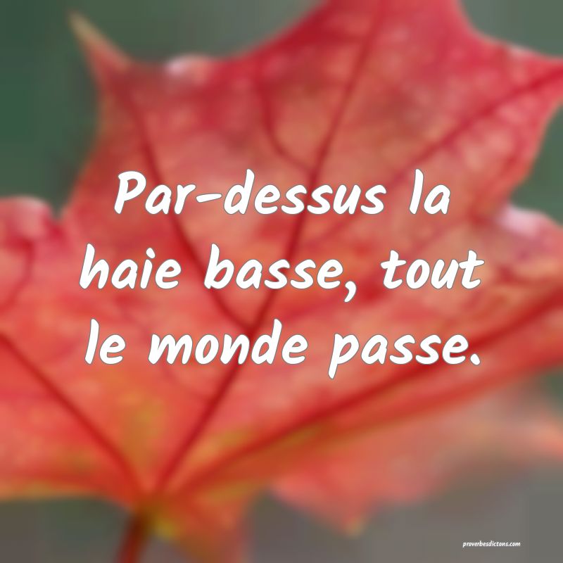 Par-dessus la haie basse, tout le monde passe.