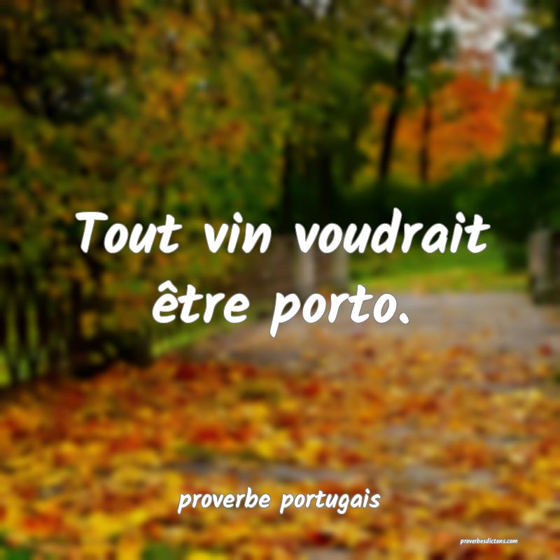 Tout vin voudrait être porto.
