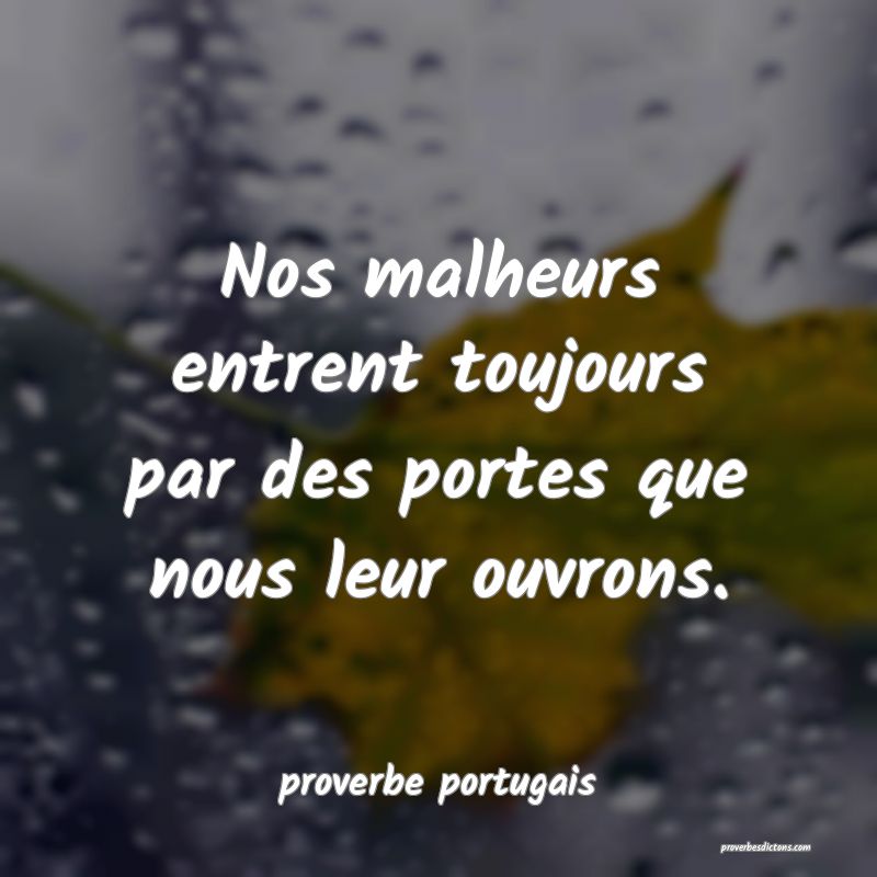 Nos malheurs entrent toujours par des portes que nous leur ouvrons.