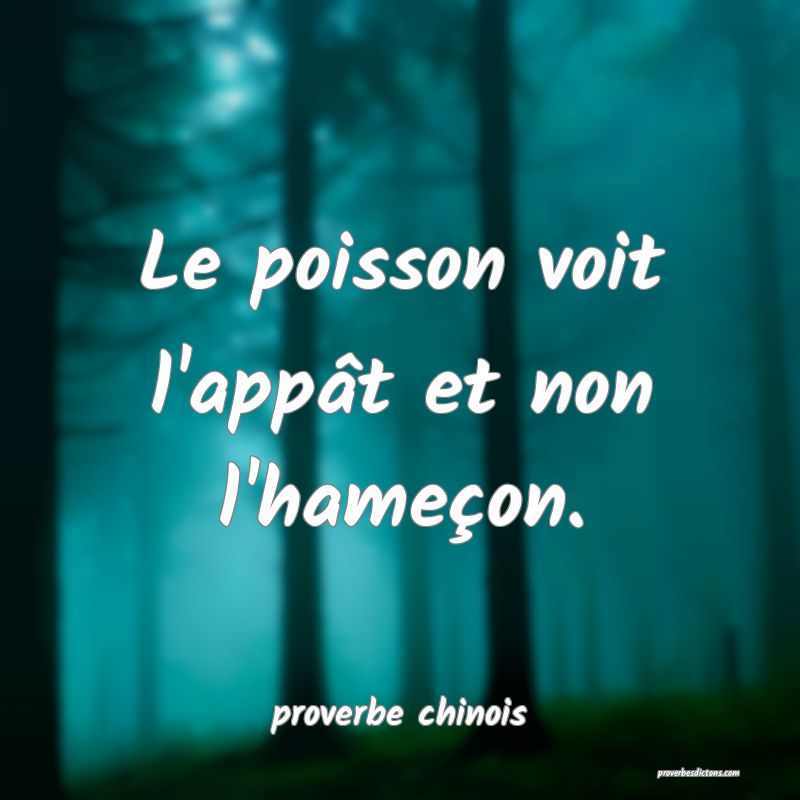 Le poisson voit l'appât et non l'hameçon.