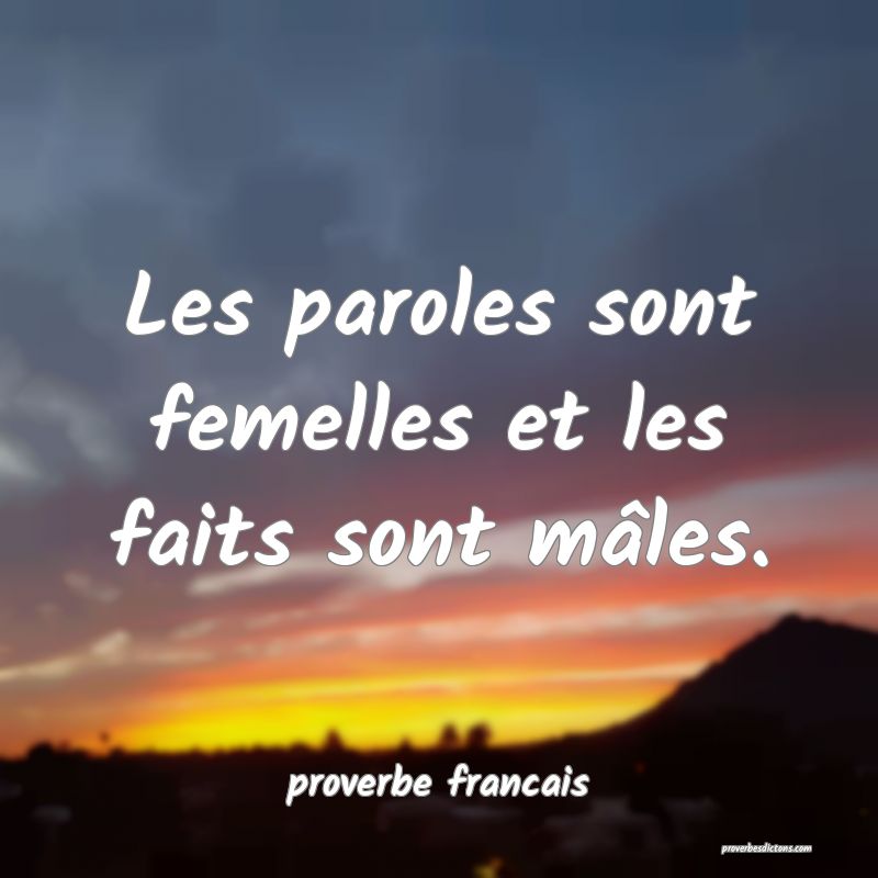Les paroles sont femelles et les faits sont mâles.