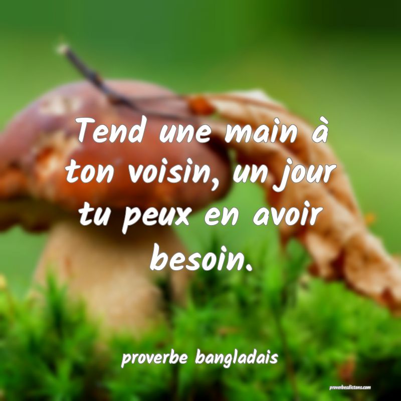 Tend une main à ton voisin, un jour tu peux en avoir besoin.