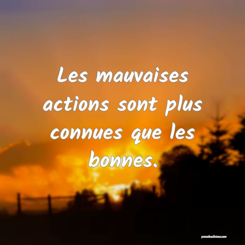 Les mauvaises actions sont plus connues que les bonnes.