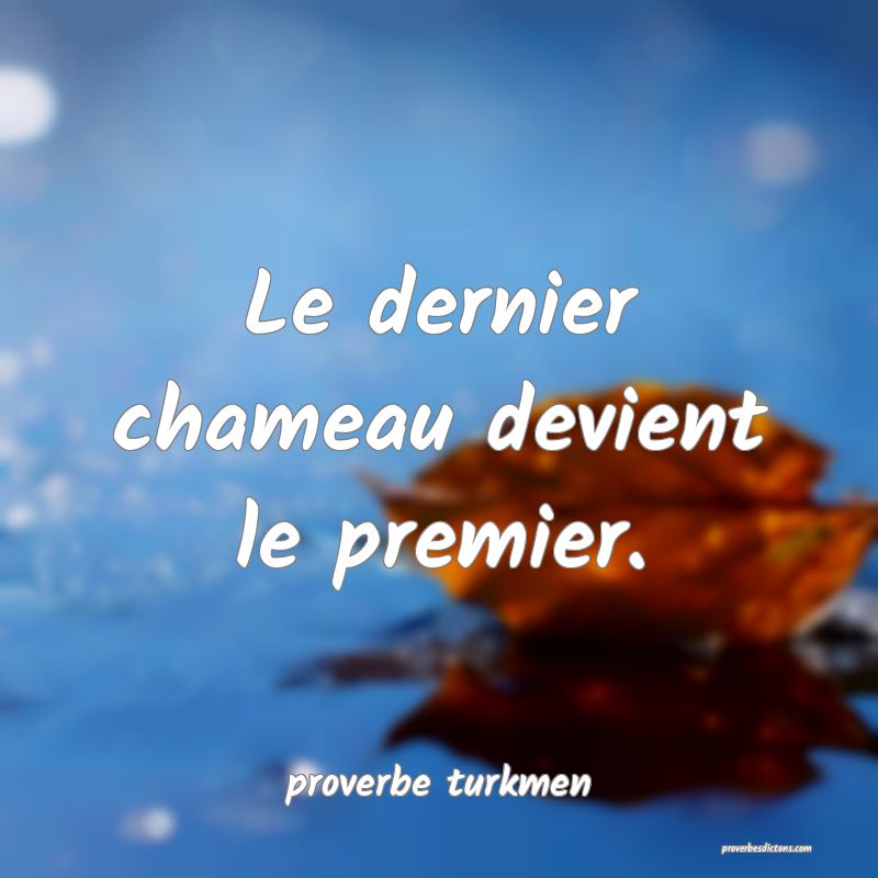 Le dernier chameau devient le premier.