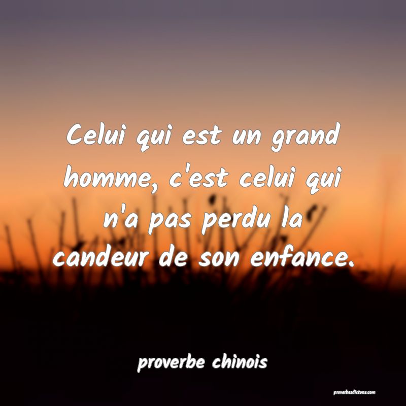 Celui qui est un grand homme, c'est celui qui n'a pas perdu la candeur de son enfance.