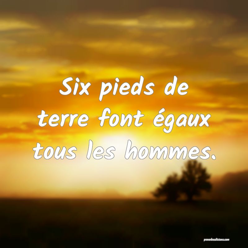 Six pieds de terre font égaux tous les hommes.