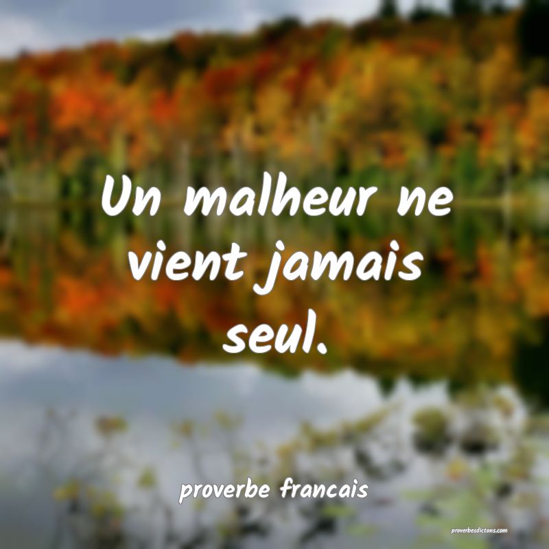 Un malheur ne vient jamais seul.