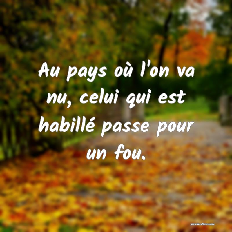 Au pays où l'on va nu, celui qui est habillé passe pour un fou.