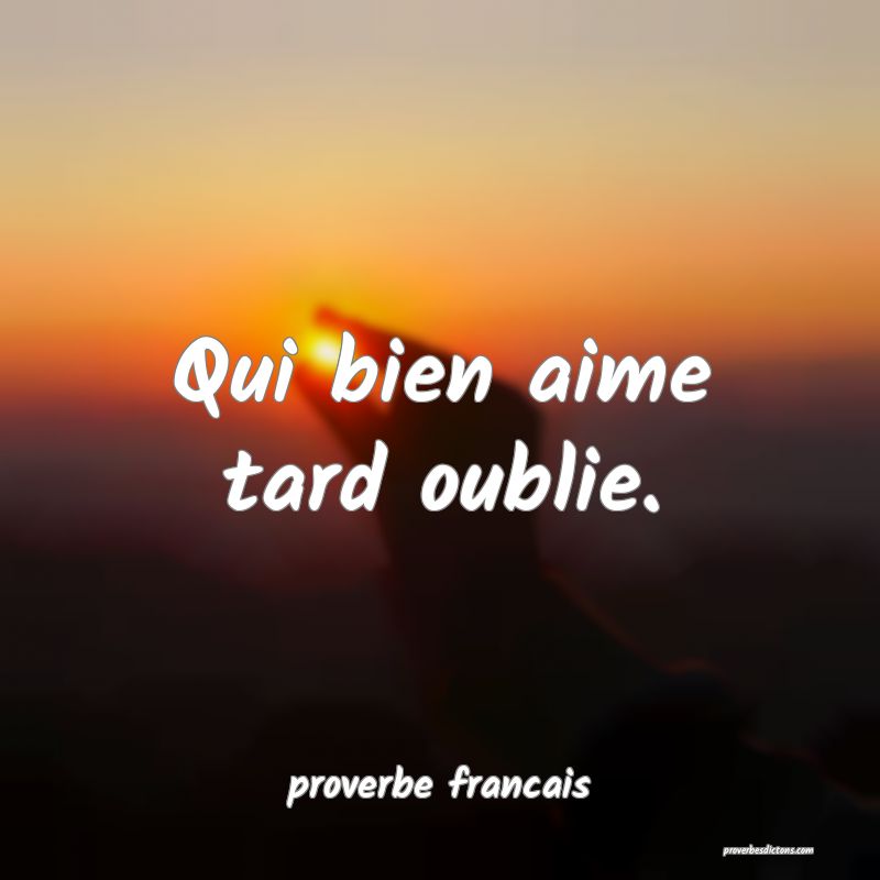 Qui bien aime tard oublie.