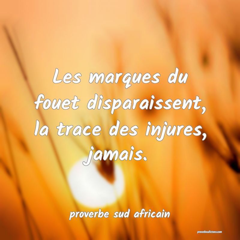 Les marques du fouet disparaissent, la trace des injures, jamais.