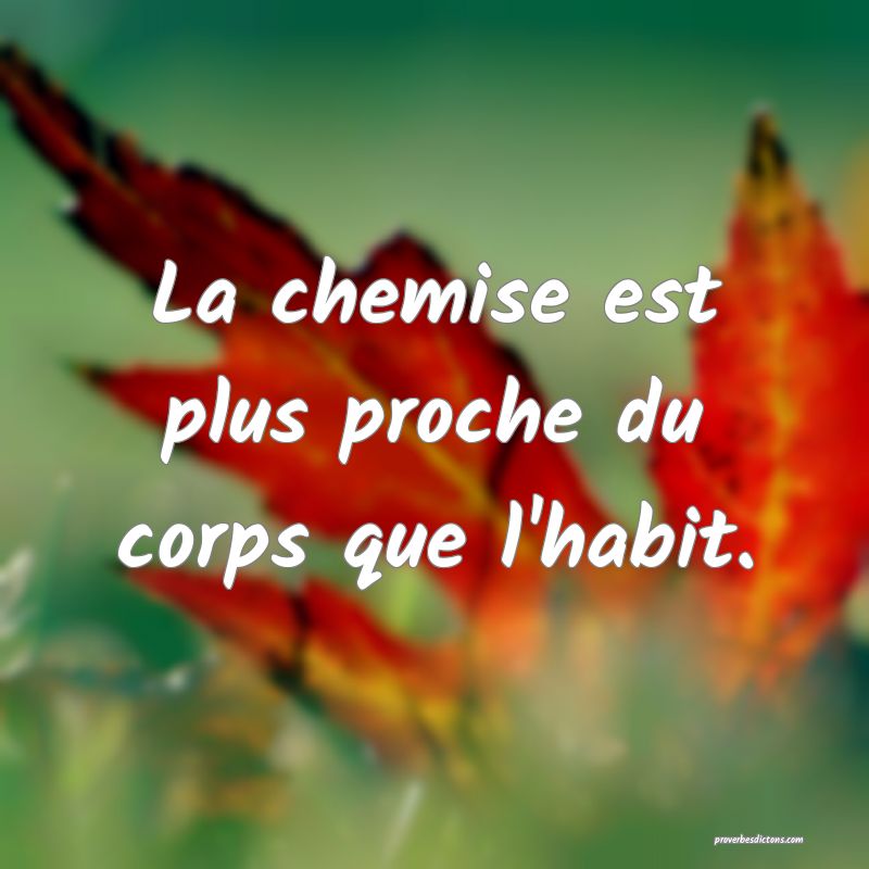 La chemise est plus proche du corps que l'habit.