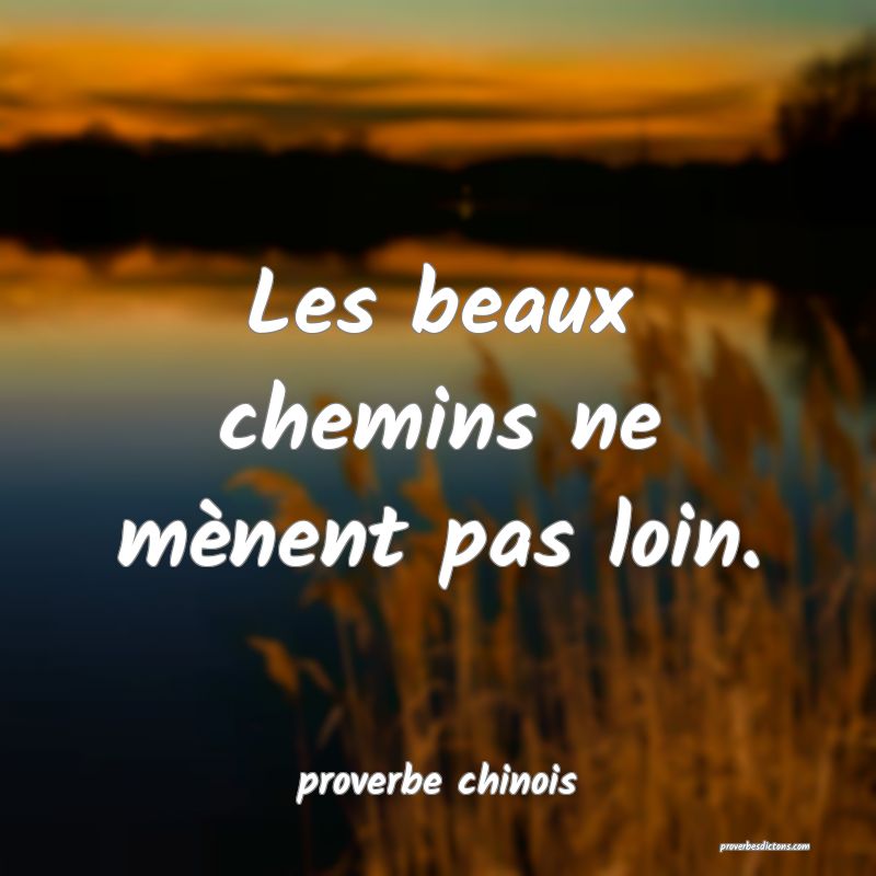  Les beaux chemins ne mènent pas loin.