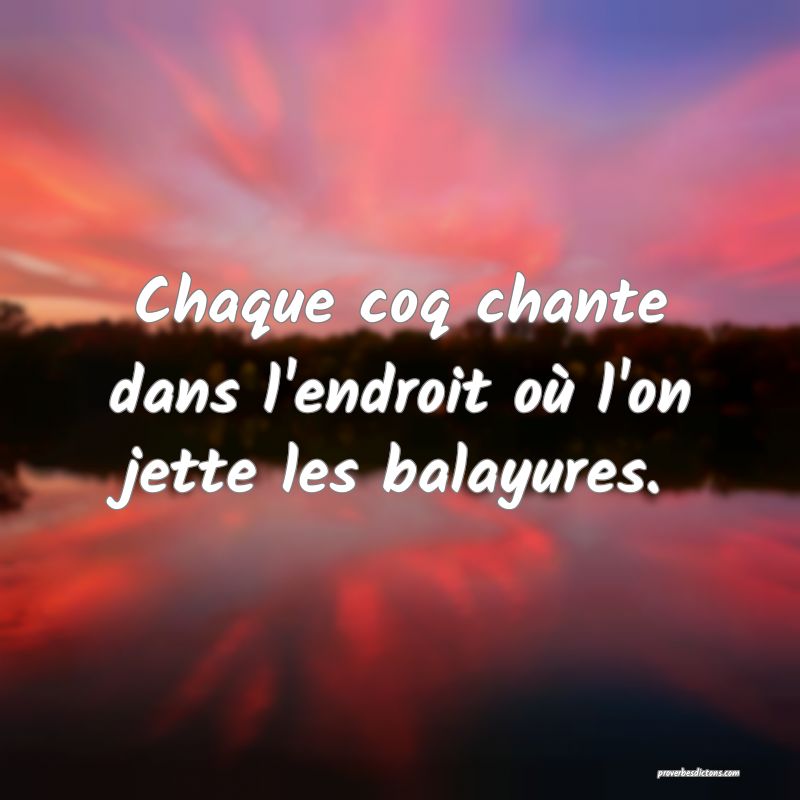 Chaque coq chante dans l'endroit où l'on jette les balayures.