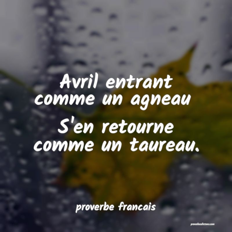 Avril entrant comme un agneau 
S'en retourne comme un taureau.