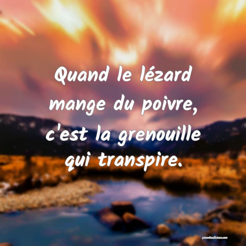 Quand le lézard mange du poivre, c'est la grenouille qui transpire.