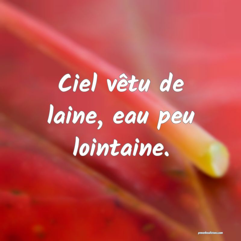 Ciel vêtu de laine, eau peu lointaine.