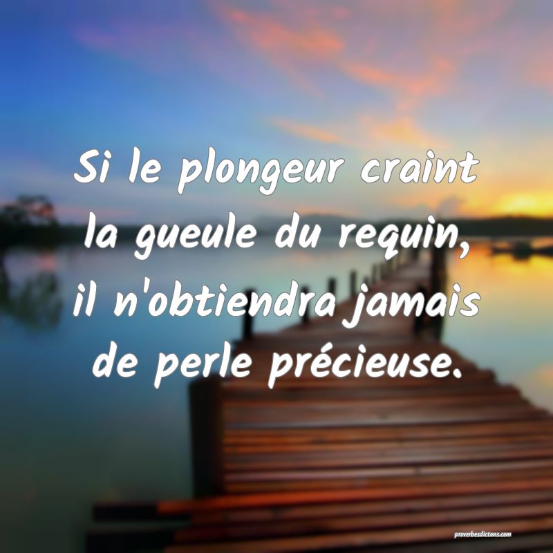 Si le plongeur craint la gueule du requin, il n'obtiendra jamais de perle précieuse.