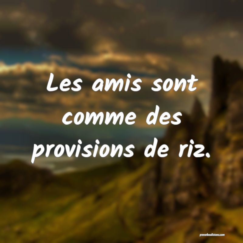 Les amis sont comme des provisions de riz.