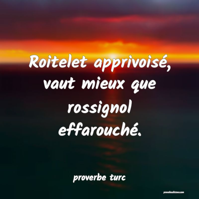  Roitelet apprivoisé, vaut mieux que rossignol effarouché.
