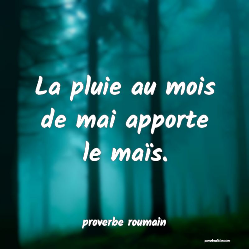 La pluie au mois de mai apporte le maïs.