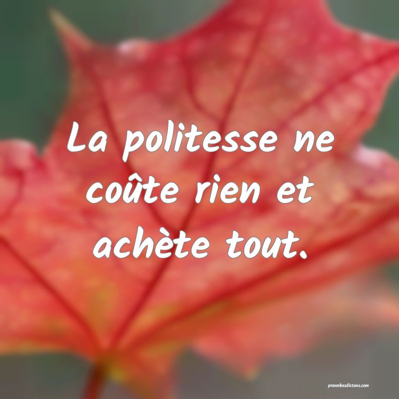 La politesse ne coûte rien et achète tout.