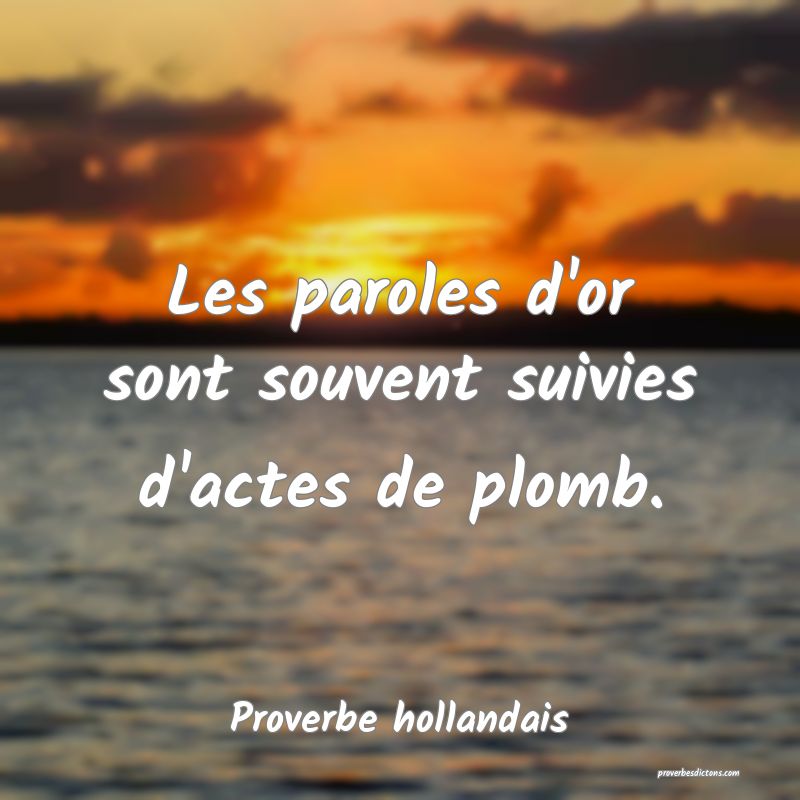 Les paroles d'or sont souvent suivies d'actes de plomb.