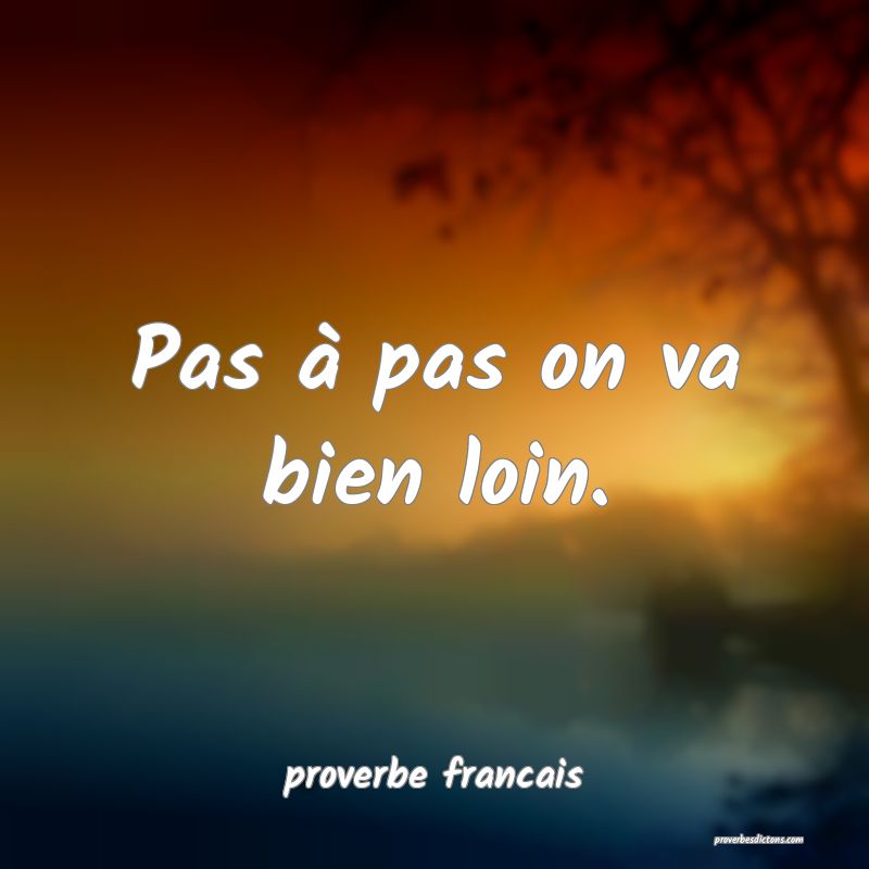 Pas à pas on va bien loin.