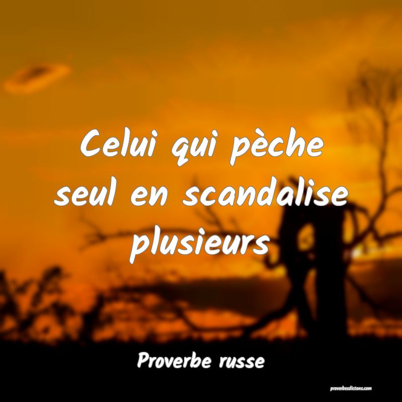 Celui qui pèche seul en scandalise plusieurs