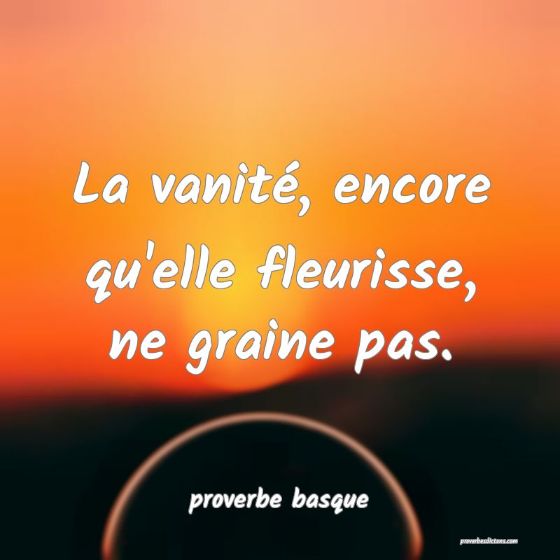  La vanité, encore qu'elle fleurisse, ne graine pas.