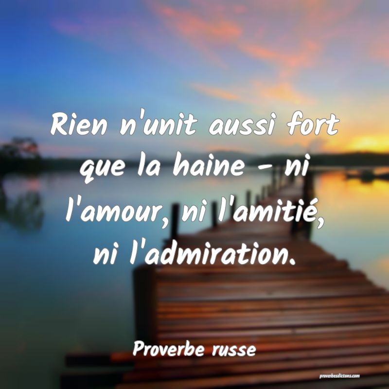 Rien n'unit aussi fort que la haine - ni l'amour, ni l'amitié, ni l'admiration. 