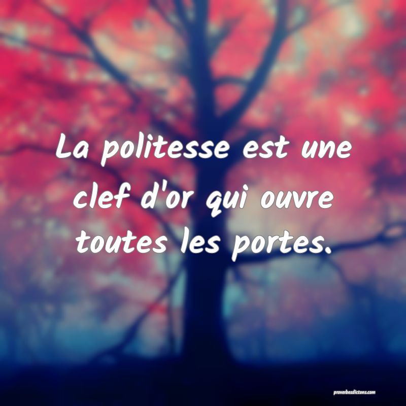 La politesse est une clef d'or qui ouvre toutes les portes.