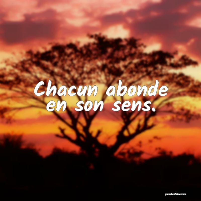 Chacun abonde en son sens.