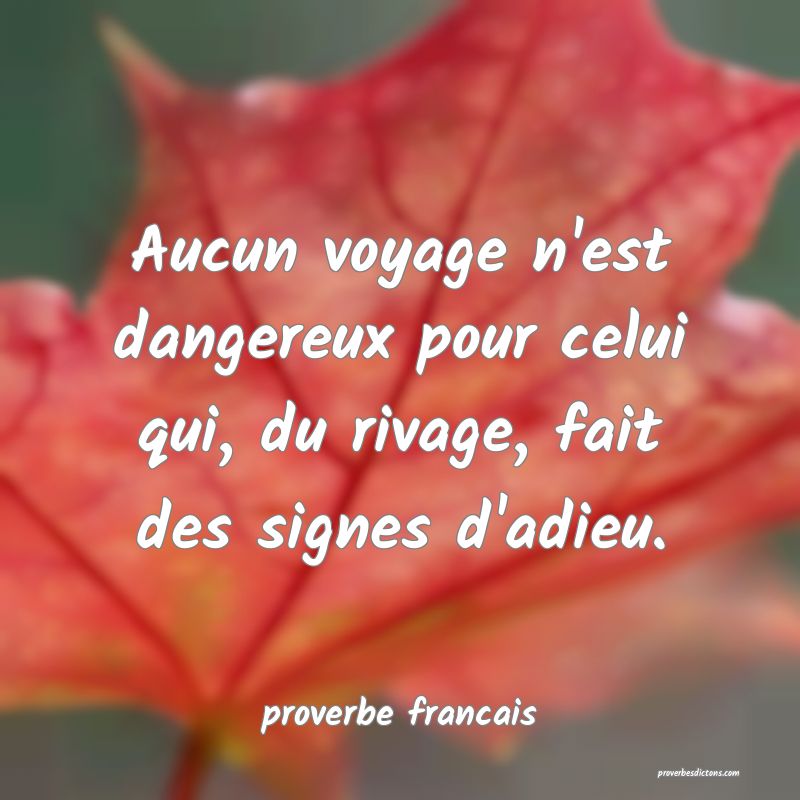 Aucun voyage n'est dangereux pour celui qui, du rivage, fait des signes d'adieu.