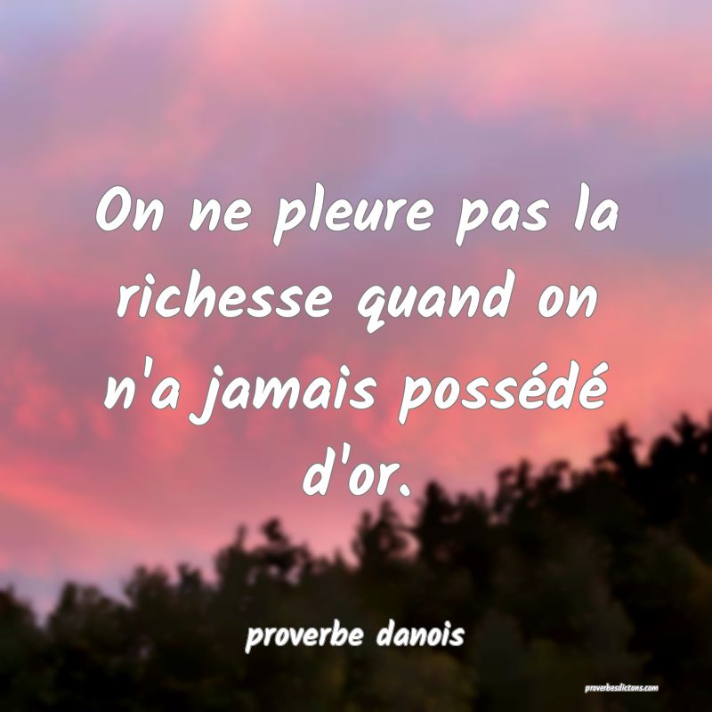  On ne pleure pas la richesse quand on n'a jamais possédé d'or.