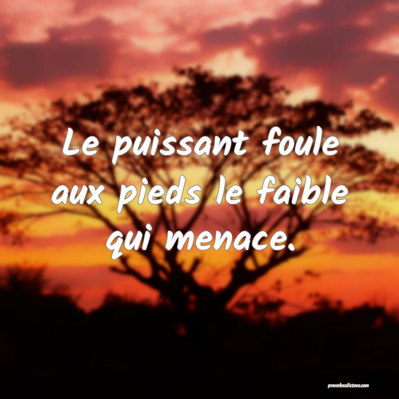 Le puissant foule aux pieds le faible qui menace.