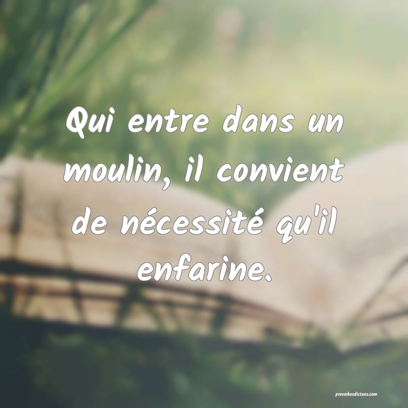 Qui entre dans un moulin, il convient de nécessité qu'il enfarine.