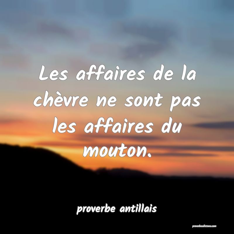 Les affaires de la chèvre ne sont pas les affaires du mouton.
