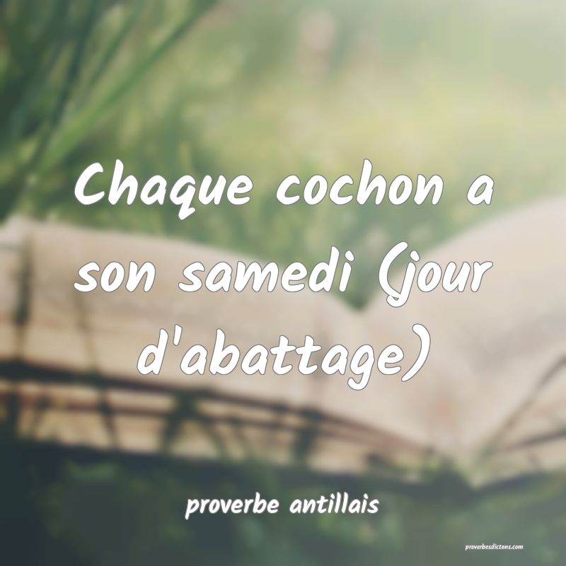 Chaque cochon a son samedi (jour d'abattage)
