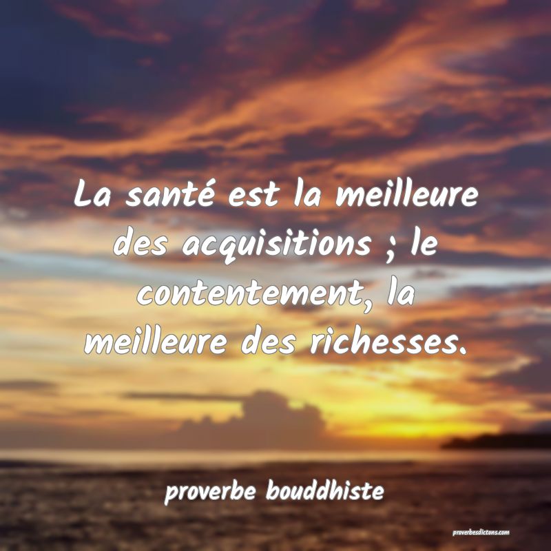 La santé est la meilleure des acquisitions ; le contentement, la meilleure des richesses.
