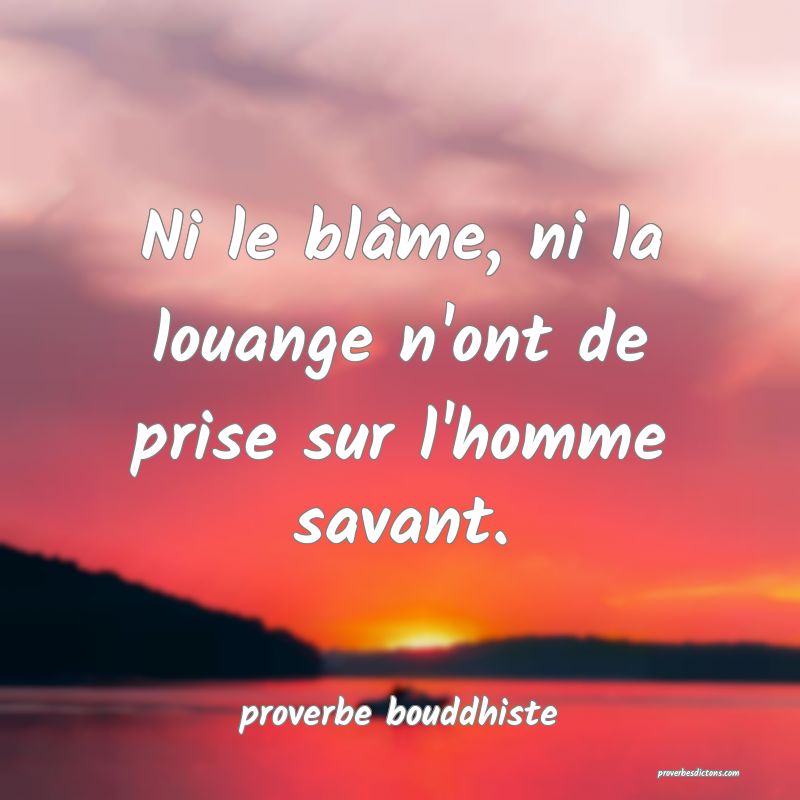 Ni le blâme, ni la louange n'ont de prise sur l'homme savant.
