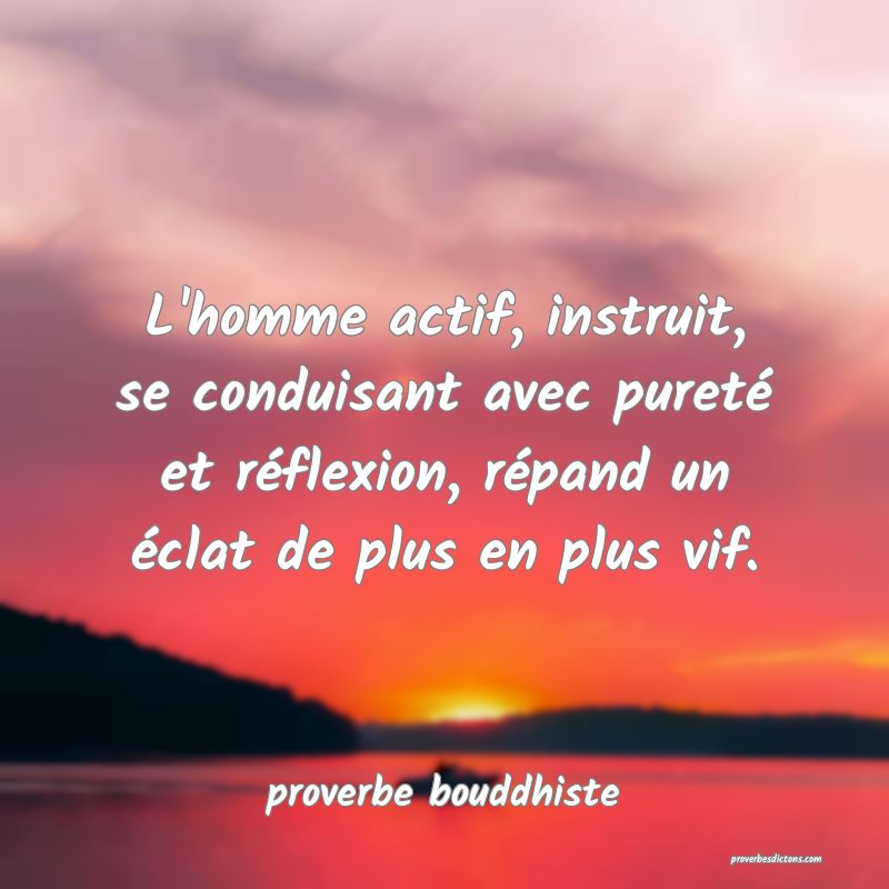 L'homme actif, instruit, se conduisant avec pureté et réflexion, répand un éclat de plus en plus vif.
