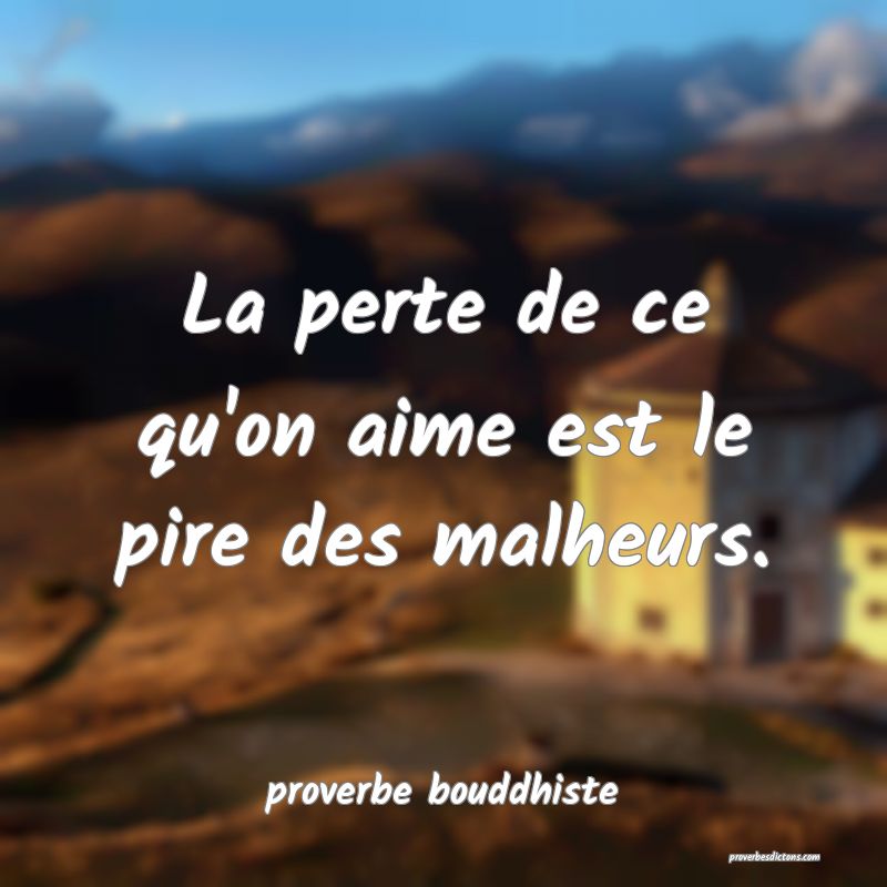 La perte de ce qu'on aime est le pire des malheurs.
