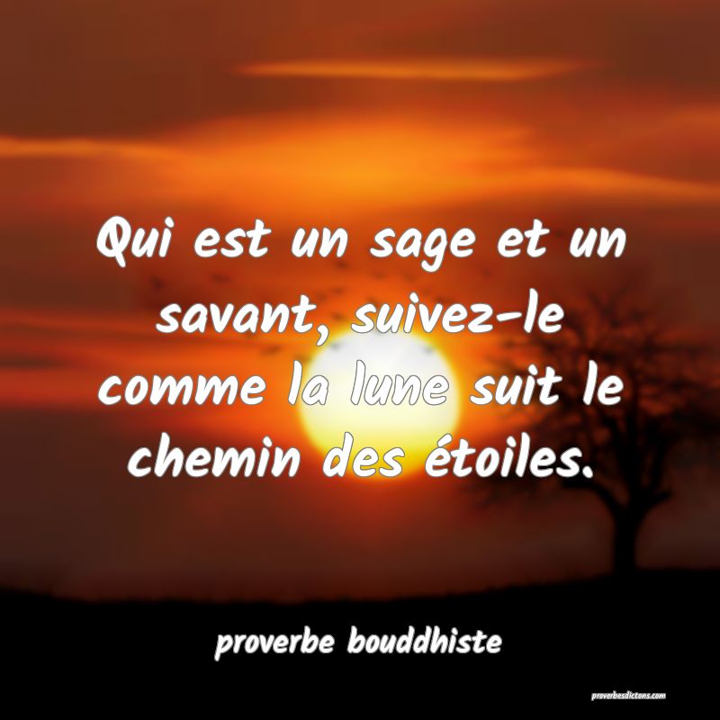 Qui est un sage et un savant, suivez-le comme la lune suit le chemin des étoiles.
