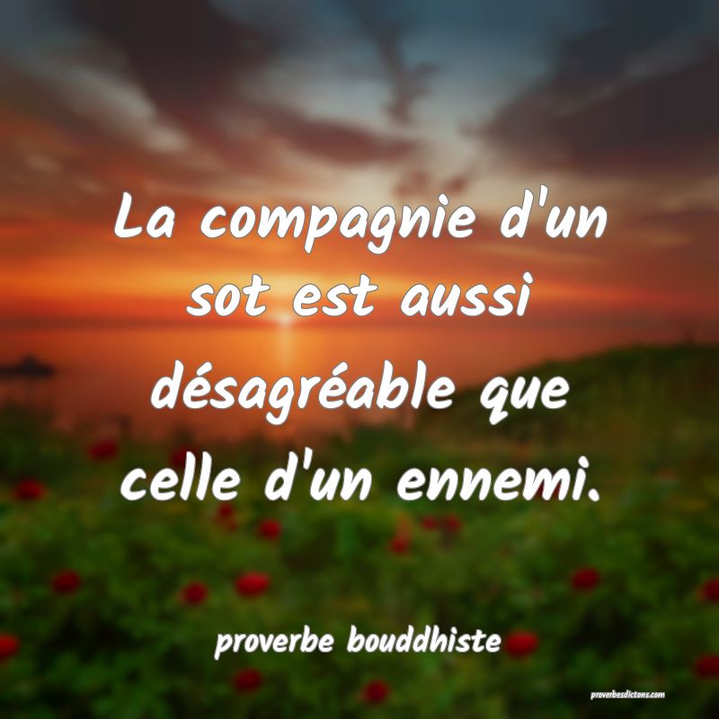 La compagnie d'un sot est aussi désagréable que celle d'un ennemi.
