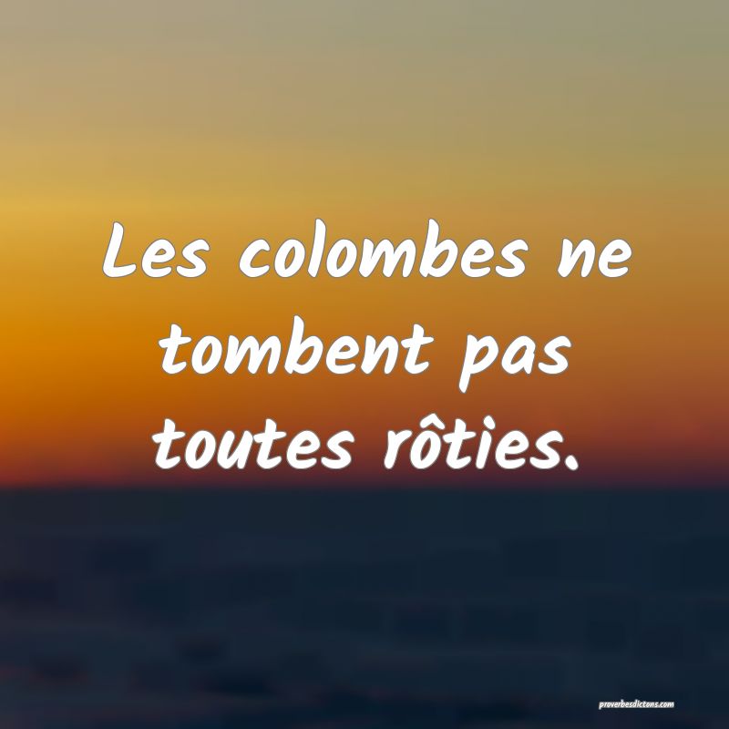 Les colombes ne tombent pas toutes rôties.
